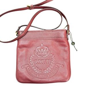 Lauren Ralph Lauren Red Govenors Lodge‎ Skinny Crossbody Embossed Crest LXVII